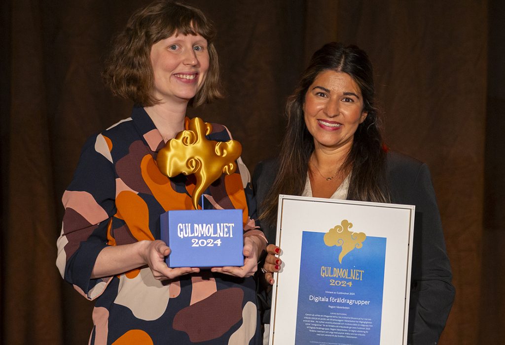 Mikaela Pallin och Sanna Valijani Sjödin tog emot Guldmolnet 2024 på Mötesplats Digitala Västerbotten. Foto: Henke Olofsson